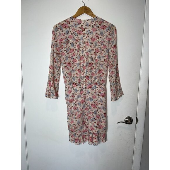 Veronica‎ Beard Sean White multi color floral silk ruched dress size 4 - Picture 7 of 10